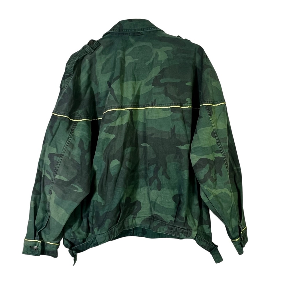 Free People Slouchy Military Jacket Womens L Green Camo 100% Cotton Utility - Picture 5 of 7